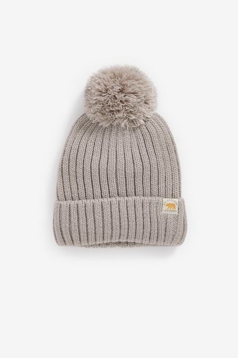 NEXT Bommelmütze Gerippte Strickmütze mit Bommel 1-St mehr Letzter Tag