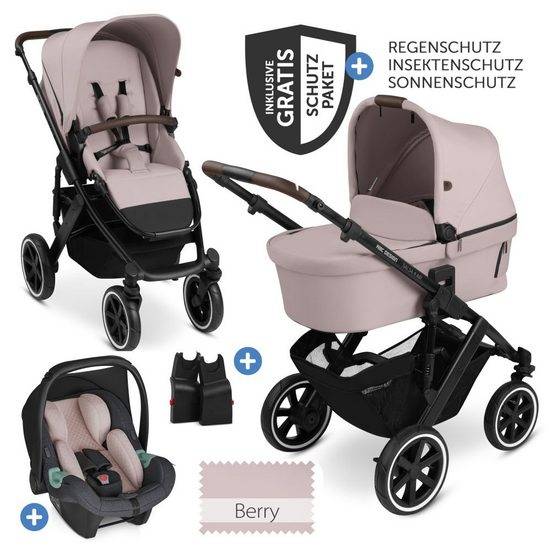 ABC DESIGN Kombi-Kinderwagen Salsa 4 Air - 3in1 - Pure Edition - Berry Kinderwagen Buggy mit Lufträdern, Babywanne, Babyschale, Sportsitz mehr Sonderangebot