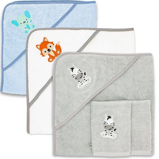 BABYKAJO Kapuzenhandtuch Frottee (1, 1-St), Kuschliges Baby Handtuch mit Waschlappen mehr Discount Store für neue Produkte