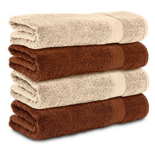 KOMFORTEC Badetücher 100% Baumwolle, 470 g/m² Frottee (4-St), Handtücher 70x140 cm Set, Weich mehr 2025