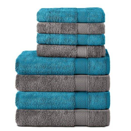 KOMFORTEC Handtuch Set 100% Baumwolle, 4 Badetücher 70x140 und 4 Handtücher 50x100 cm Frottee (Packung, 8-St), Badehandtuch & XXL Saunatuch, Weich, Towel, Groß mehr Versandkostenfrei