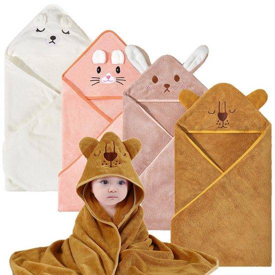 WELIKERA Kapuzenhandtuch 4er Set Babybadetuch, Weiche Kapuzenhandtücher aus Korallenfleece (4-St), für Neugeborene - 80 x 80 cm mehr Cyber Monday