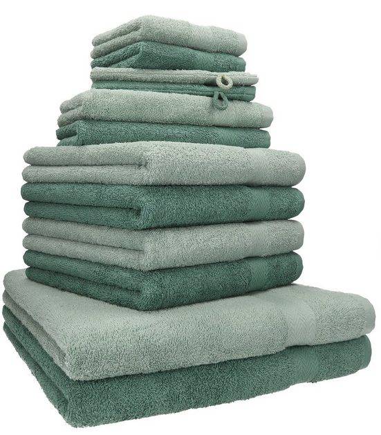 BETZ Handtuch Set 12-TLG. Handtuch Set Premium heugrün/tannengrün Baumwolle, (12-tlg) mehr Kauf eins, bekomm eins gratis