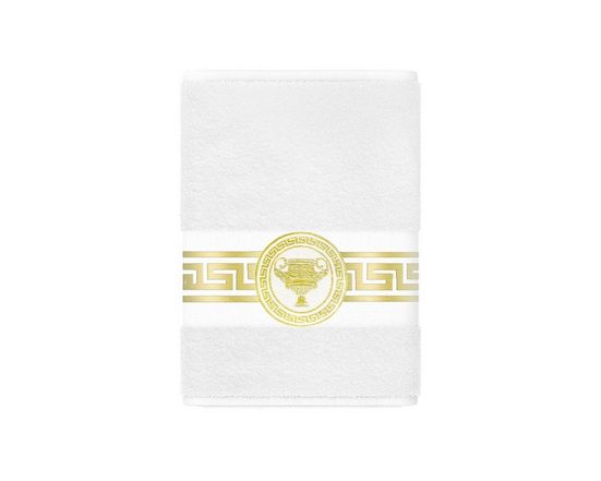 BELLE ARTI Handtücher Gästehandtücher Badetücher Duschtücher Saunatücher Mäander Amphore Set (1-St), schwarz weiss, gold hochwertig eingestickt Baumwolle weich saugstark mehr Sonderangebote