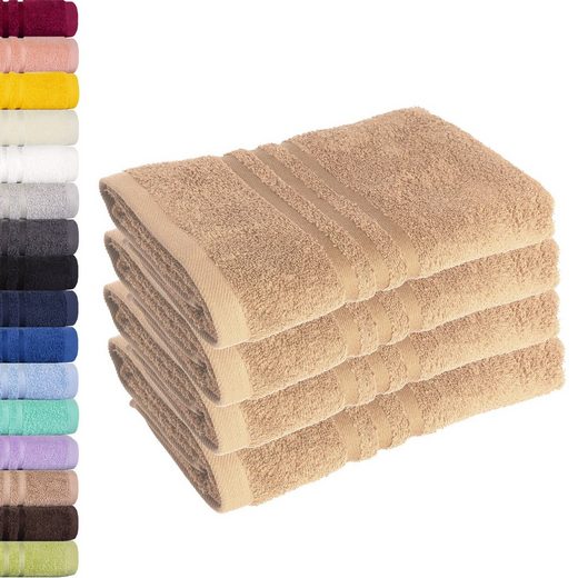 LAVEA Handtuch Elena 50x100cm aus 100% Baumwolle, fusselfreies, pflegeleichtes hautfreundliches Handtuch-Set (Set, 4-St), einzigartig weiche Frottee Handtücher für jeden Hauttyp geeignet mehr Black Friday Preise