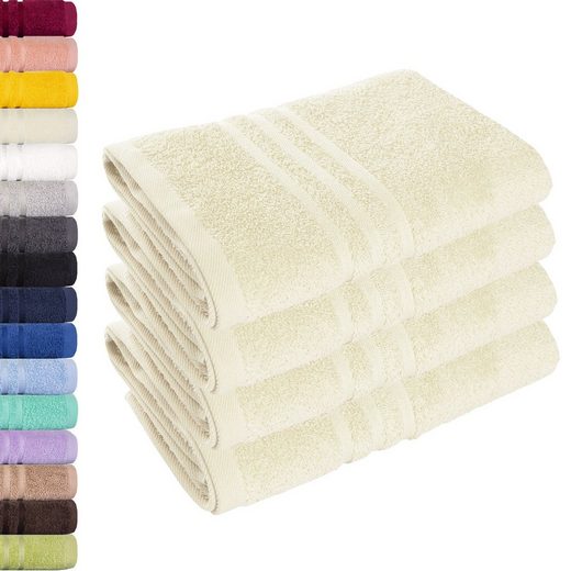 LAVEA Handtuch Elena 50x100cm aus 100% Baumwolle, fusselfreies, pflegeleichtes hautfreundliches Handtuch-Set (Set, 4-St), einzigartig weiche Frottee Handtücher für jeden Hauttyp geeignet mehr Black Friday Preise
