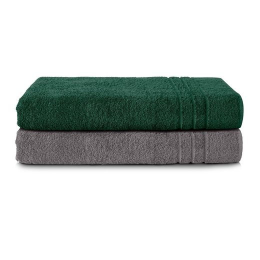 KOMFORTEC Saunatuch 80x200 cm Saunatücher Set aus 100% Baumwolle Frottee (2-St), XXL, Weich, Groß, Schnelltrocknend mehr Auslauf