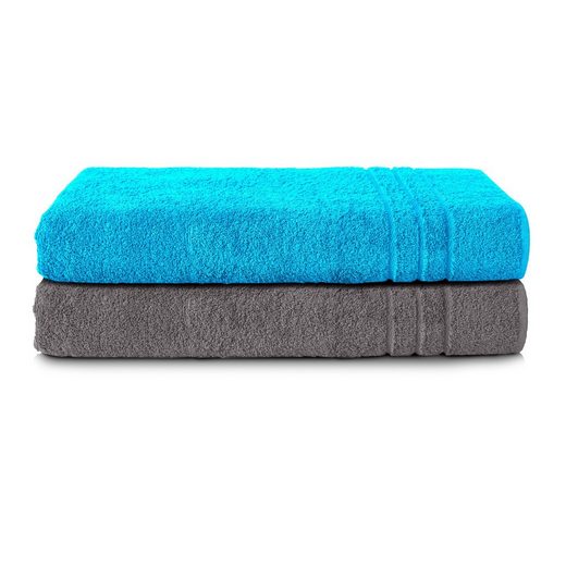 KOMFORTEC Saunatuch 80x200 cm Saunatücher Set aus 100% Baumwolle Frottee (2-St), XXL, Weich, Groß, Schnelltrocknend mehr Günstiger Verkauf