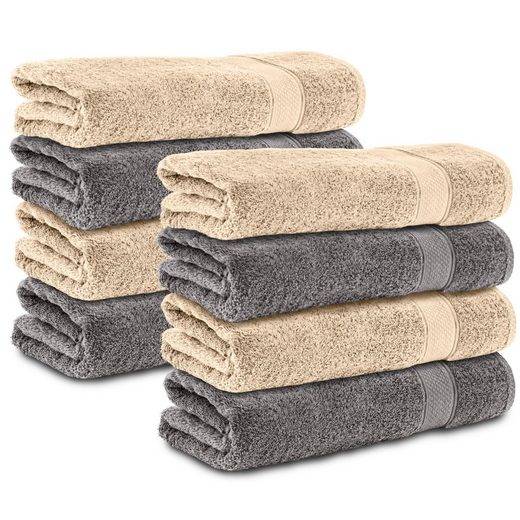 KOMFORTEC Handtücher 100% Baumwolle, 470 g/m² Frottee (8-St), Badetücher 50x100 cm Set, Weich mehr Kostenloser Versand international
