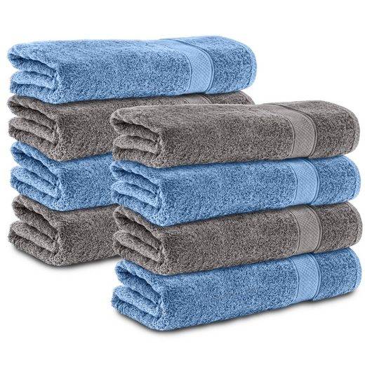 KOMFORTEC Handtücher 100% Baumwolle, 470 g/m² Frottee (8-St), Badetücher 50x100 cm Set, Weich mehr Begrenzt auf 3 Tage