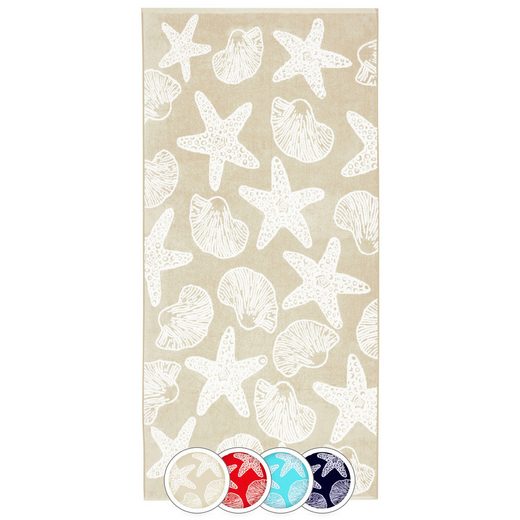 ZOLLNER Strandtuch Frottee (1-St), 90 x 180 cm, 100% Baumwolle, mit Meerestier-Design mehr Versandkostenfrei