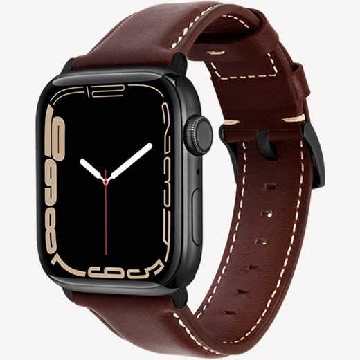 WIIUKA Smartwatch-Armband tiime Armband aus Leder für die Apple Watch Serie 1-8, SE, Ultra Handgefertigt - Deutsches Leder, Premium Qualität mehr Weihnachtsangebot