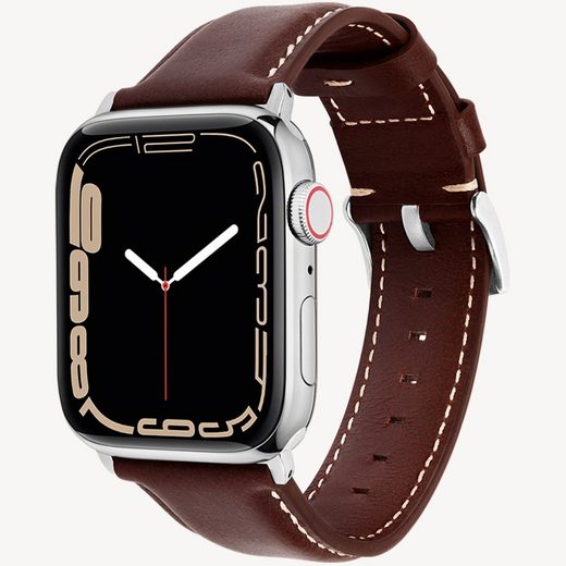 WIIUKA Smartwatch-Armband tiime Armband aus Leder für die Apple Watch Serie 1-8, SE, Ultra Handgefertigt - Deutsches Leder, Premium Qualität mehr Weihnachtsangebot
