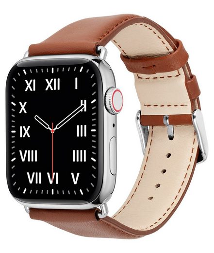 WIIUKA Smartwatch-Armband tiime Armband Leder für die Apple Watch 1-8, SE, Ultra Lederarmband Handgefertigt - Deutsches Leder, Premium Qualität mehr Osterangebot