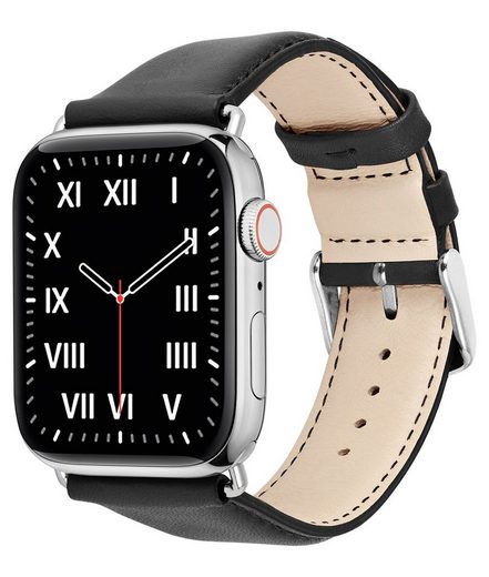 WIIUKA Smartwatch-Armband tiime Armband Leder für die Apple Watch 1-8, SE, Ultra Lederarmband Handgefertigt - Deutsches Leder, Premium Qualität mehr Osterangebot