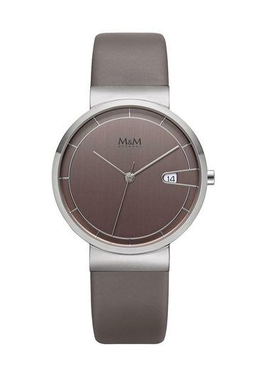 M&M Quarzuhr Armbanduhren Damen Lederarmband Day Date (1-tlg), Analoguhr rund mit Lederarmband, Designer Uhr, deutsche Manufaktur, inkl. edles Etui mehr Super Sparpreis