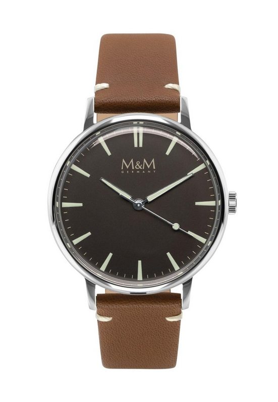 M&M Quarzuhr Armbanduhr Lederarmband New Classic (1-tlg), Analoguhr rund mit Lederarmband, Designer Uhr, deutsche Manufaktur, inkl. edles Etui mehr Wochenangebot