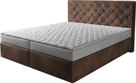 DELIFE Boxspringbett Dream-Great Mikrofaser Grau 120x200 cm mit Matratze und Topper mehr 2025