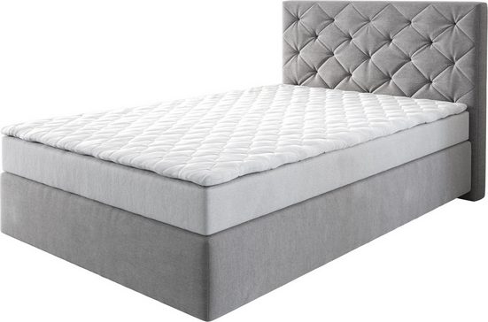 DELIFE Boxspringbett Dream-Great Mikrofaser Grau 120x200 cm mit Matratze und Topper mehr 2025