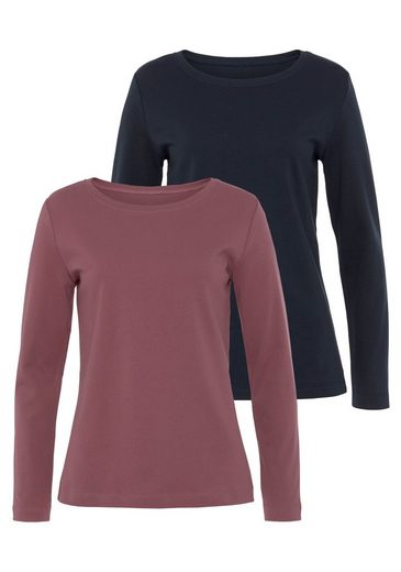 VIVANCE Langarmshirt (Packung, 2-tlg) aus besonders weicher und fester Baumwolle mehr Schlussverkauf