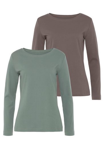 VIVANCE Langarmshirt (Packung, 2-tlg) aus besonders weicher und fester Baumwolle mehr Schlussverkauf