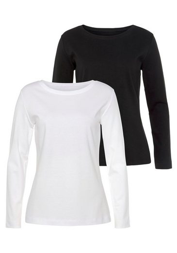 VIVANCE Langarmshirt (Packung, 2-tlg) aus besonders weicher und fester Baumwolle mehr Schlussverkauf