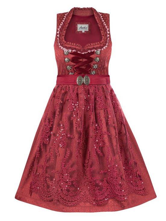 TRACHTEN24.DE Dirndl Midi Dirndl Minni beere (2-tlg) Rockteil 60cm mehr Versandkostenfrei