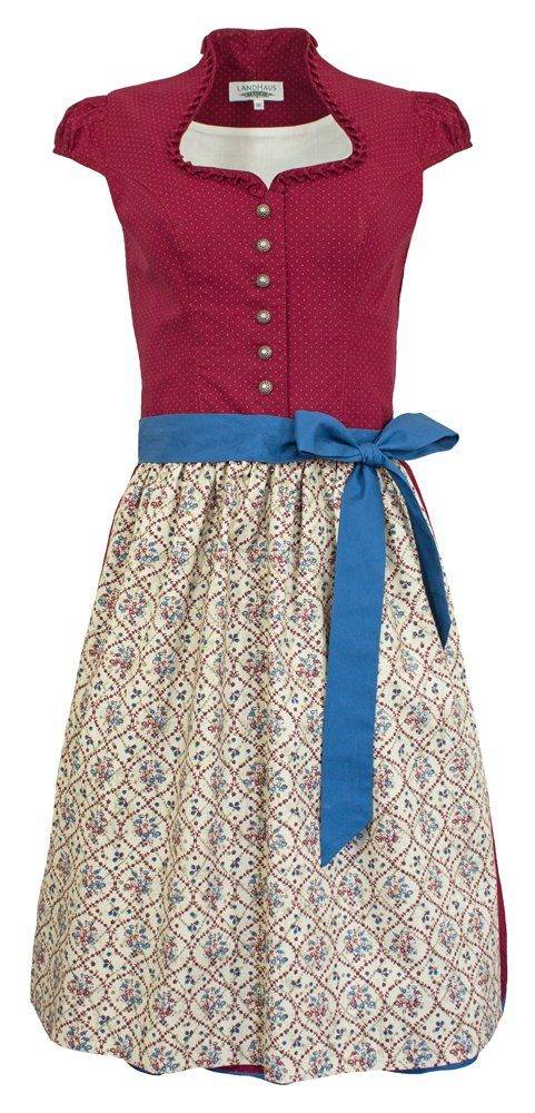 TRACHTENMODE HIEBAUM Dirndl 'Katharina' - Traditionell, Rot Blau 60cm mehr Saisonschlussverkauf