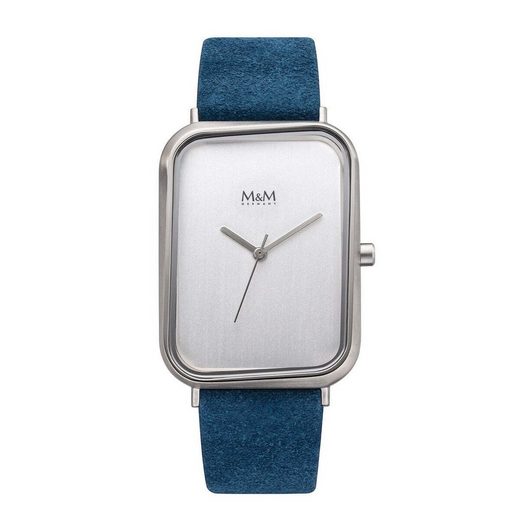 M&M Quarzuhr Armbanduhr Damen Leder Dancing Square (1-tlg), Analoguhr eckig mit Lederarmband, Designer Uhr mehr Online