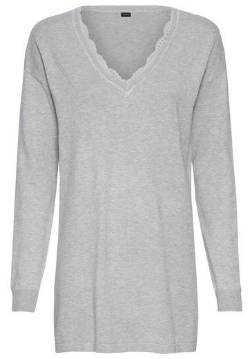 LAURA SCOTT Strickpullover mit Spitzen am Ausschnitt mehr Osterangebot