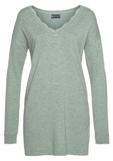 LAURA SCOTT Strickpullover mit Spitzen am Ausschnitt mehr Osterangebot