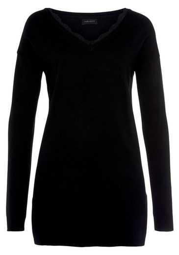 LAURA SCOTT Strickpullover mit Spitzen am Ausschnitt mehr Osterangebot