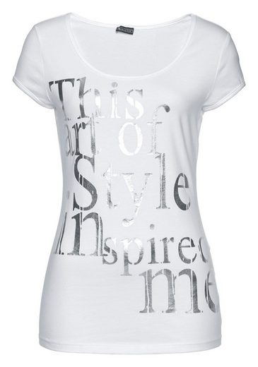 LAURA SCOTT Rundhalsshirt mit Folienprint mehr Lagerräumung