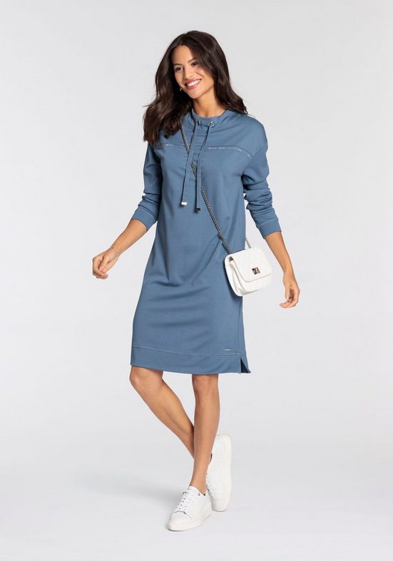 LAURA SCOTT Sweatkleid mit filigranen Glitzerstreifen - NEUE KOLLEKTION mehr Räumungsverkauf