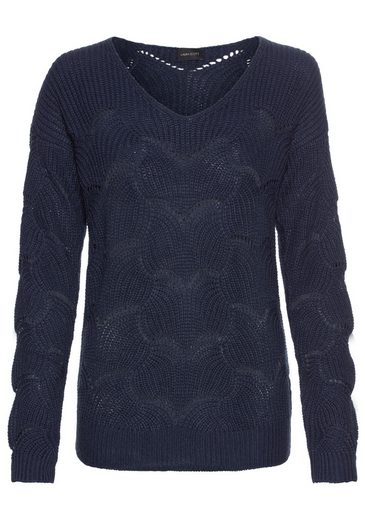 LAURA SCOTT V-Ausschnitt-Pullover mit modischem Strickmuster - NEUE FARBEN mehr Sonderangebote