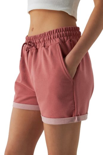 SMITH & SOLO Sweatshorts Kurze Hose Damen Shorts (1-tlg) Lycra, Baumwolle, umschlagene Beinsaum mehr Wochenangebot