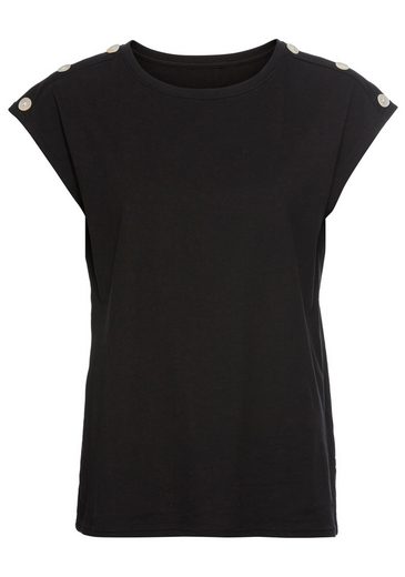LAURA SCOTT T-Shirt mit Zierknöpfen - NEUE KOLLEKTION mehr Kostenlose Rückgabe