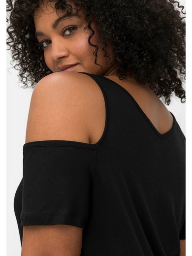 SHEEGO T-Shirt Große Größen mit V-Ausschnitt, im schulterfreien Look mehr Bis zu 55% Rabatt