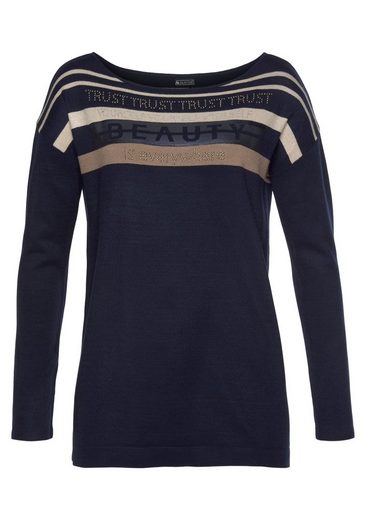 LAURA SCOTT Strickpullover in Streifen-Design mit Glitzersteinen mehr Günstiger Verkauf