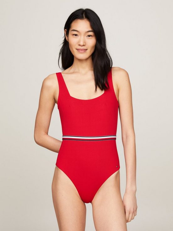 TOMMY HILFIGER SWIMWEAR Badeanzug SQUARE NECK ONE PIECE mit Logo-Stretchband mehr Vatertagsangebot
