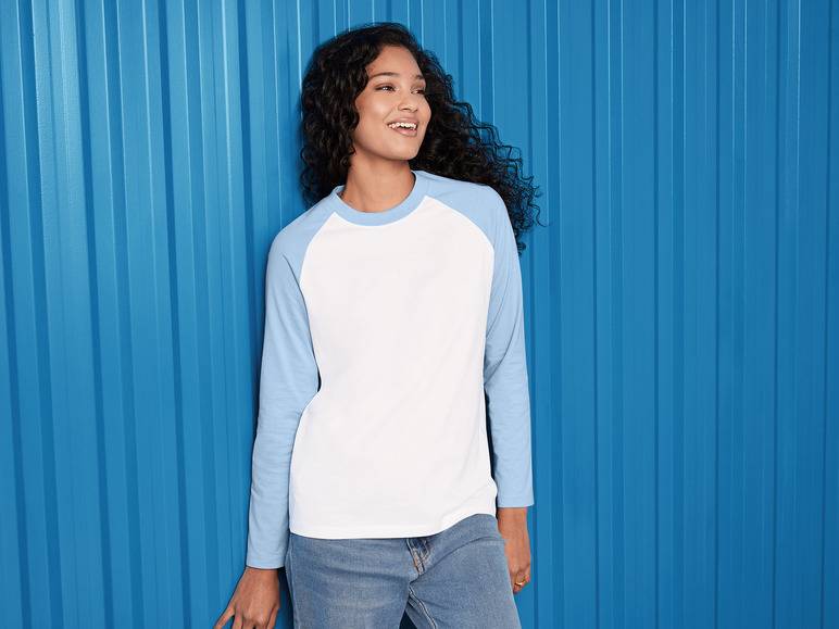 esmara® Damen Langarmshirt aus reiner Baumwolle Rabatt
