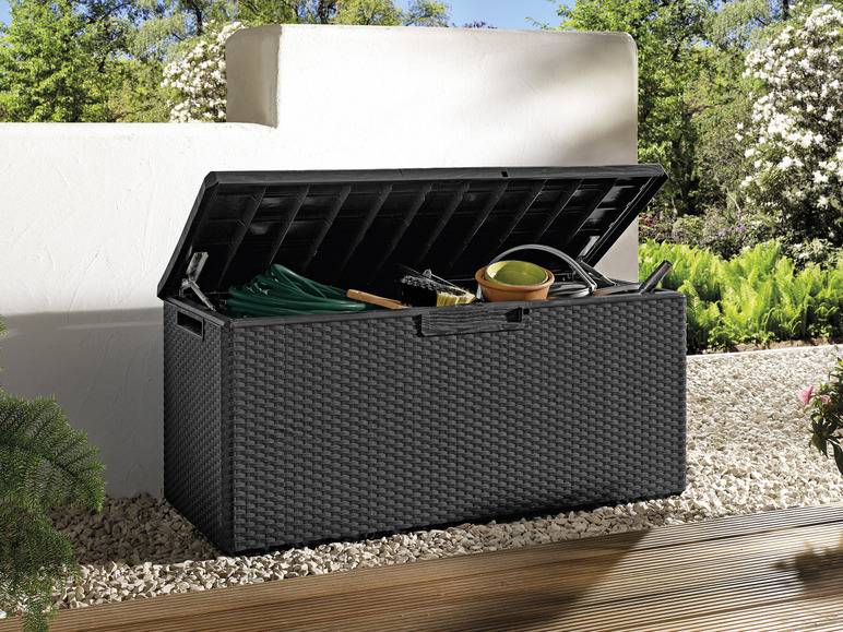 LIVARNO home Garten- und Allzwecktruhe, 340 l, PreZero, anthrazit Sonderangebot der Fabrik