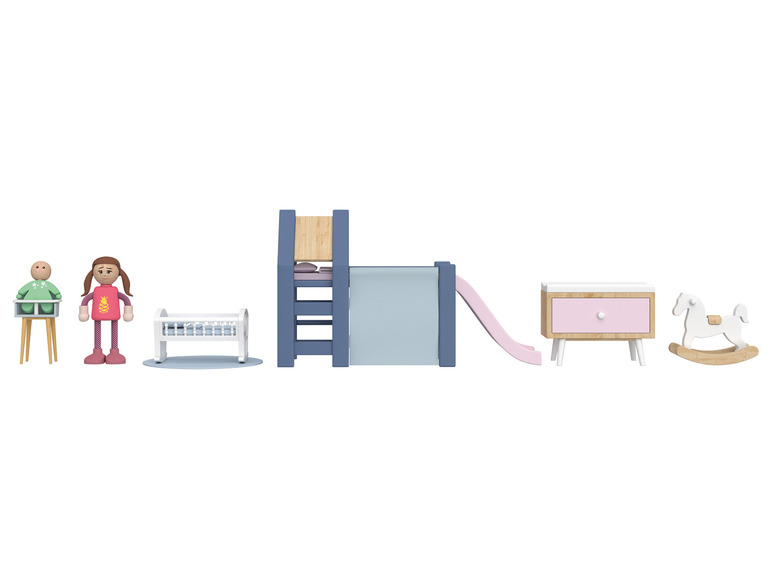 Playtive Puppenhaus-Möbel / Biegepuppen, aus Echtholz und robustem Kunststoff Auslauf