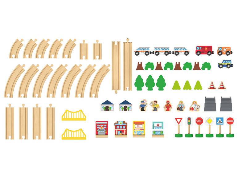 Playtive Holzeisenbahn-Set Stadt / Bauernhof, 57-teilig Blitzverkäufe