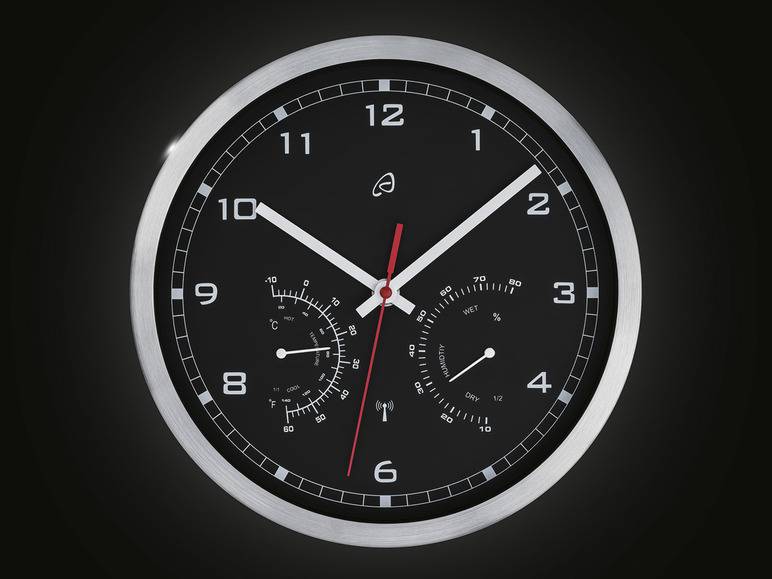 AURIOL® Funkwanduhr, mit Thermometer und Hygrometer Weihnachtsangebot