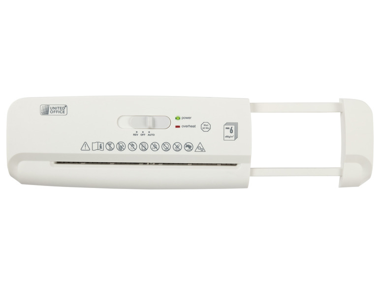 UNITED OFFICE® Aktenvernichter-Papierkorbaufsatz, 6 Blatt A4, mit ausziehbarem Teleskoparm Super Sparpreis
