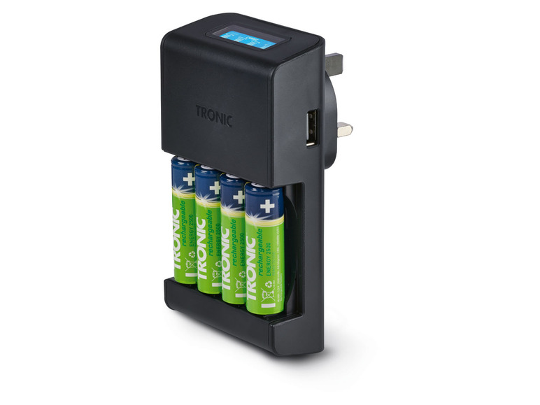 TRONIC® Akku Ladegerät mit LCD Ladeanzeige Kostenlose Rückgabe