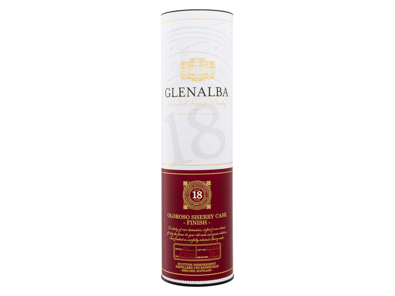 Glenalba Blended Scotch Whisky 18 Jahre Sherry Cask Finish mit Geschenkbox 41,4% Vol Osterangebot