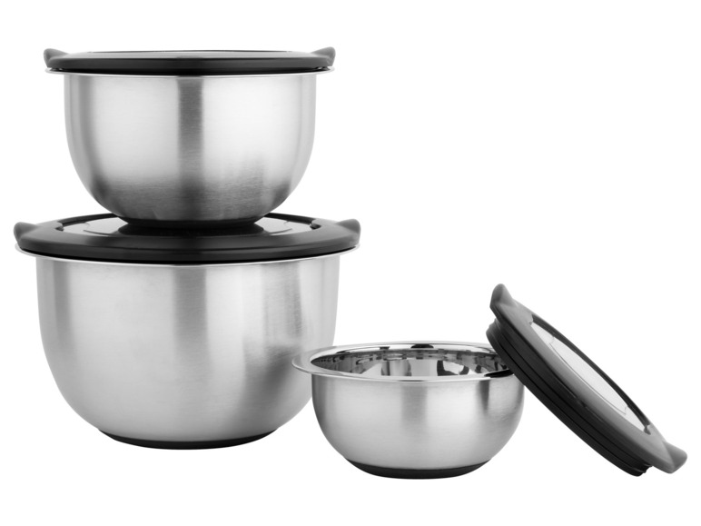 LIVARNO home Edelstahl-Rührschüssel-Set, 5- / 3-teilig Nur für heute