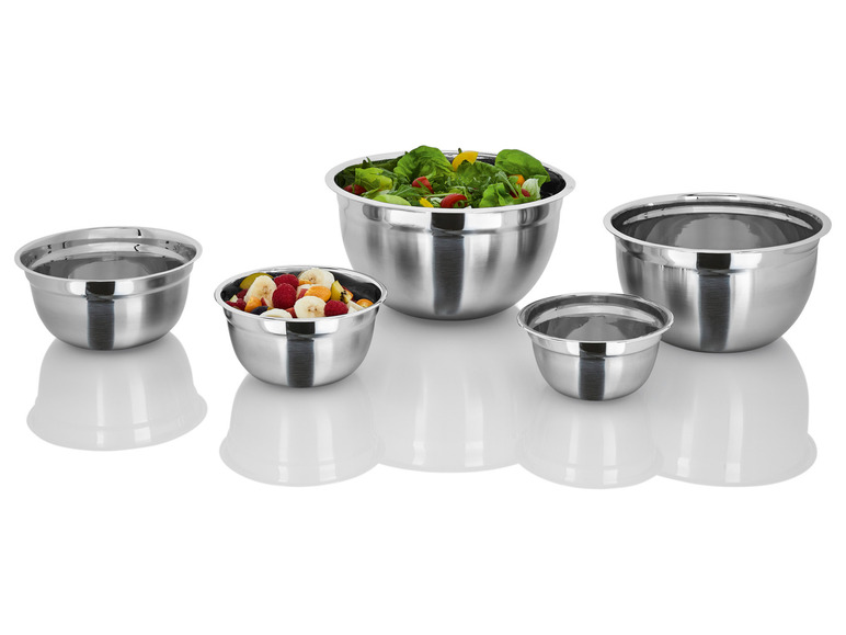 LIVARNO home Edelstahl-Rührschüssel-Set, 5- / 3-teilig Nur für heute
